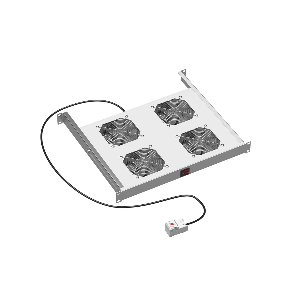 19" Вентиляторный модуль 4 вентилятора с термостатом для 19" IT-корпусов ДКС серии STI/CQE, RAL7035