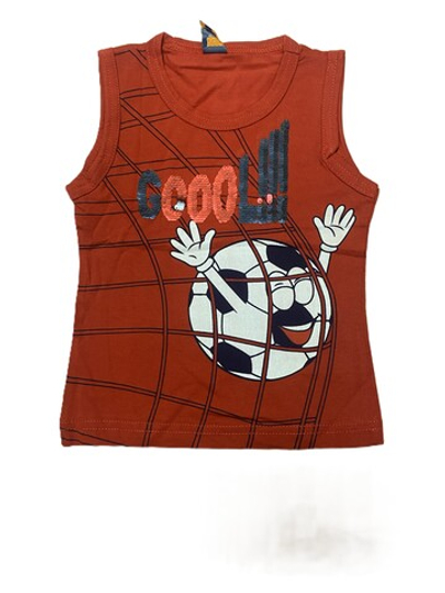 Майка на мальчика произ-во Турция из 100% хлопка красная с пайетками на рост 80,86 см