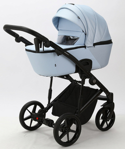 Детская коляска Adamex Mobi Deluxe 2 в 1 M-SD03 (ГОЛУБАЯ+ГОЛУБАЯ ПЕРЛ.КОЖА)
