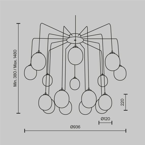 Подвесная люстра Maytoni Branch MOD176PL-16G
