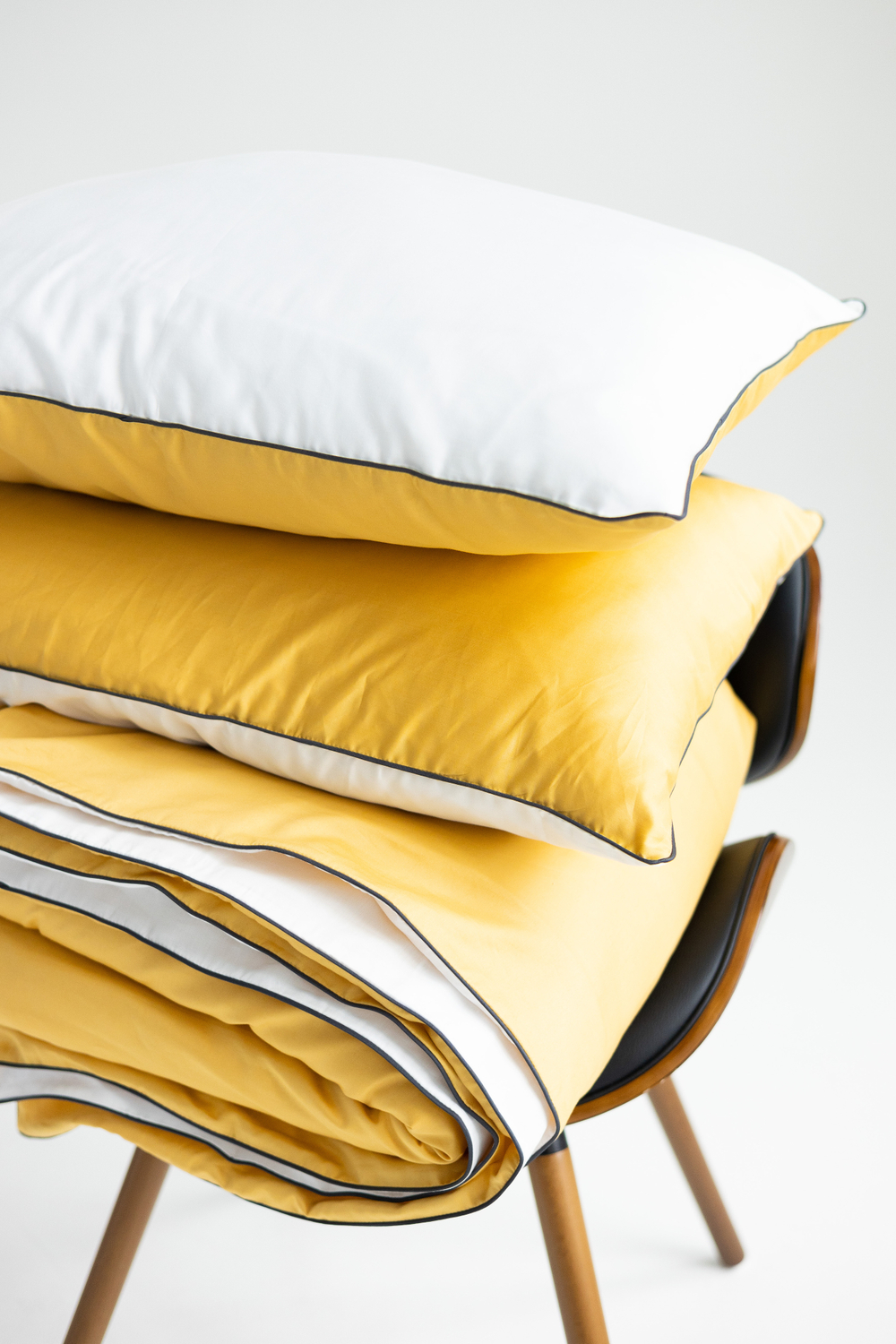 MOON Комплект постельного белья, сатин желтый/белый