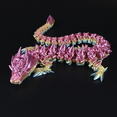 Фигурка дракона, предмет для интерьера, форма розы, розово-желтая