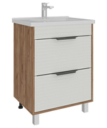 AVK2. Тумба напольная, 2 Ящика, 800, коллекция (Леона 2.0, Cersanit Como, Дуб Крафт Золотой, Молочный глянец)