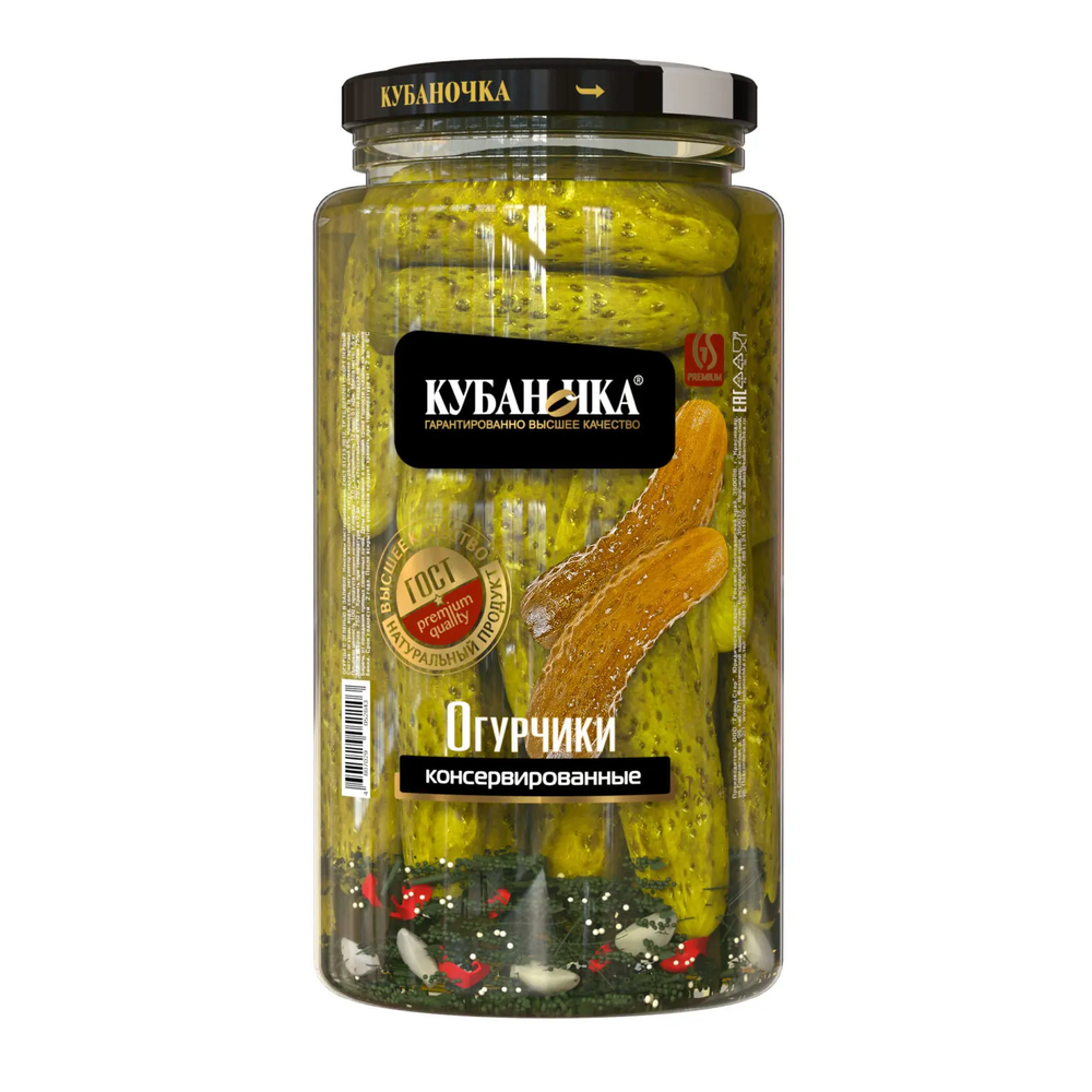 Огурцы маринованные "Кубаночка"  с/б 1500гр 1/6шт