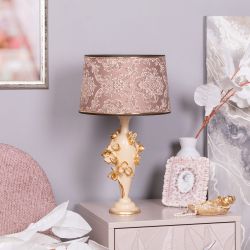 Настольная лампа Орхидея Лира Айвори с абажуром Тюссо Vatican (Ватикан) Корица