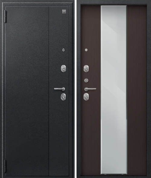 Входная дверь SEZAM A-04 Чёрный сатин - Лиственница тёмная