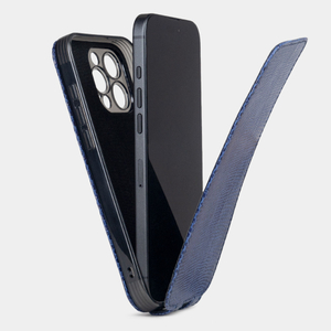 Чехол для iPhone 16 Pro кожаный, ящерица синего цвета