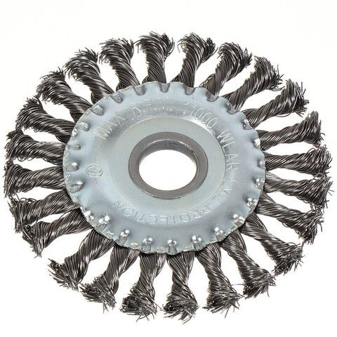 Щетка для УШМ Bartex, 125 мм, плоская, крученая проволока 0.5 мм, d22.2 мм, замятие упаковки, шт