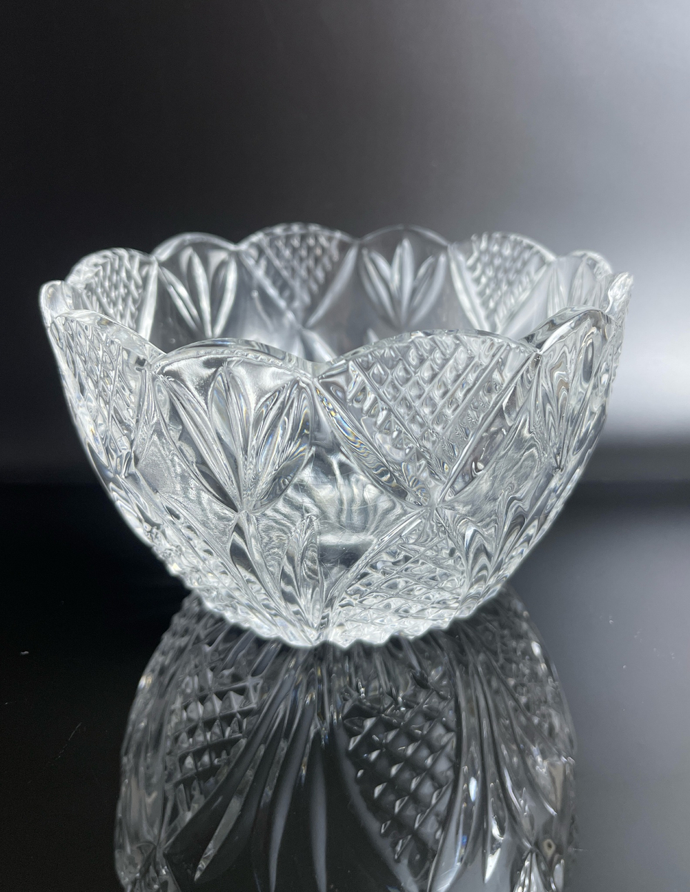 Хрустальный салатник винтаж , алмазная грань, СССР 1960-1990 гг