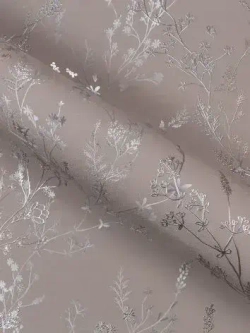 Обои Винил на флизелине 10 м, серебряные веточки на фактуре окрашенной ТАУП стены, прованс, флористика для спальни, гостиной
