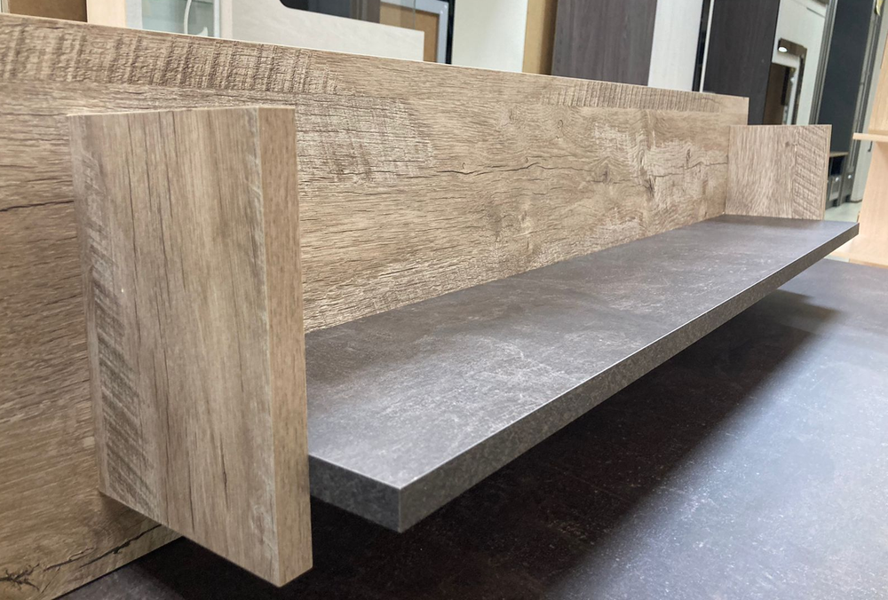 Полка навесная №2 Клео Дуб Юкон/Ателье темное