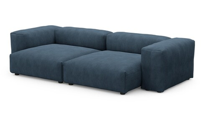 Диван Фиджи двухсекционный (большой и глубокий) Cilium Indigo 273*137*62 см, Синий Вельвет Нераскладной Фиеста