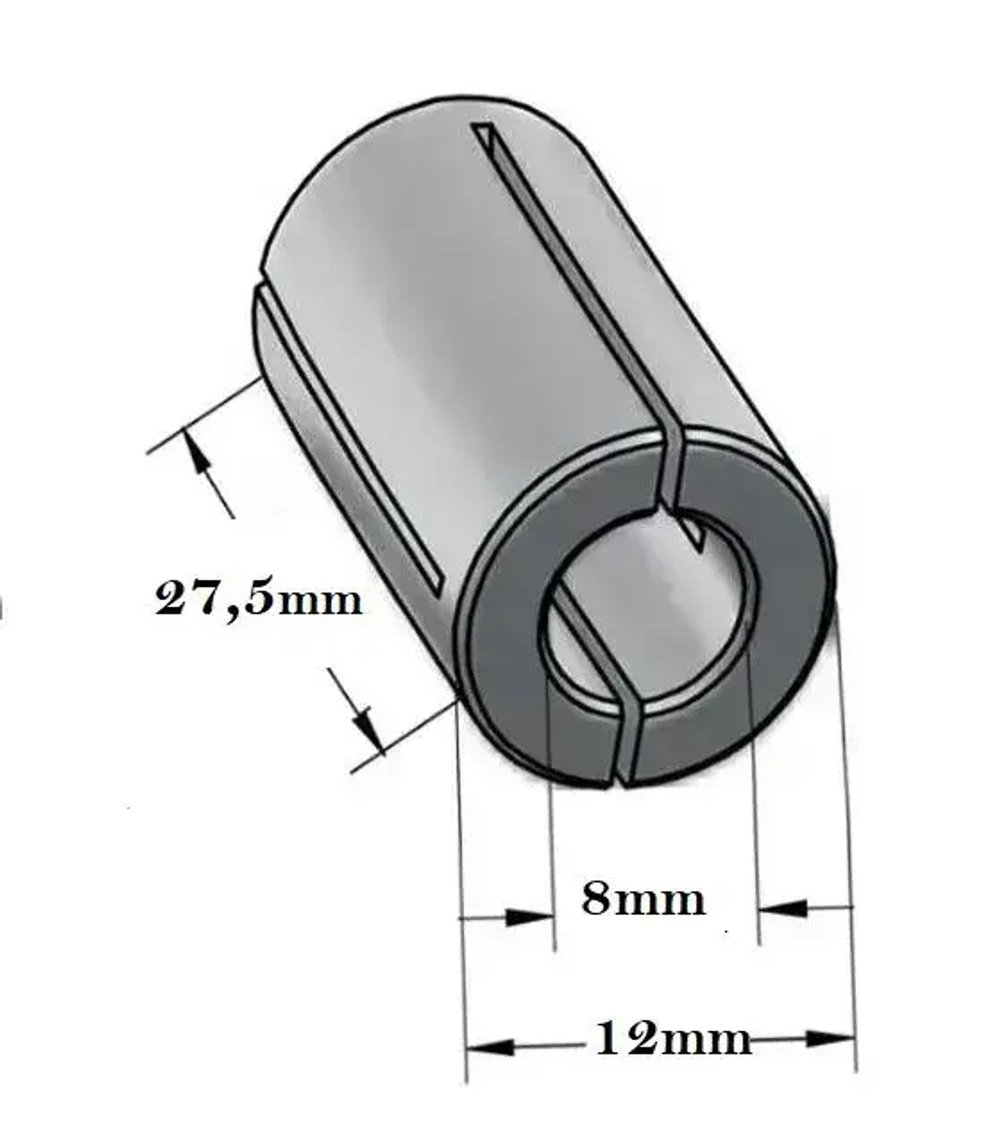 Переходная цанга (зажимная разрезная втулка) для фрезера 12/8 мм. 100093 SINICA