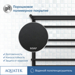 Полотенцесушитель водяной Aquatek (Акватек) Альфа П10 500х800 мм, с полкой, черный муар, подключение нижнее/диагональное, сверхпрочная пищевая нержавеющая сталь AISI 304L, гарантия 10 лет