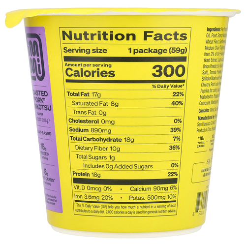 Immi, Cup Ramen Soup, тонкоцу из жареной свинины, 59 г (2 унции)