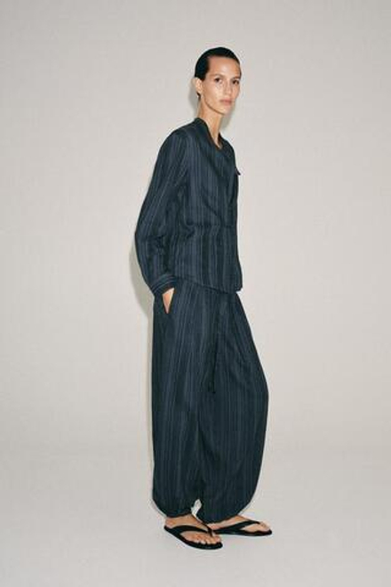 ZARA БРЮКИ-БАЛЛОНЫ В ПОЛОСКУ — ZW COLLECTION, ИНДИГО