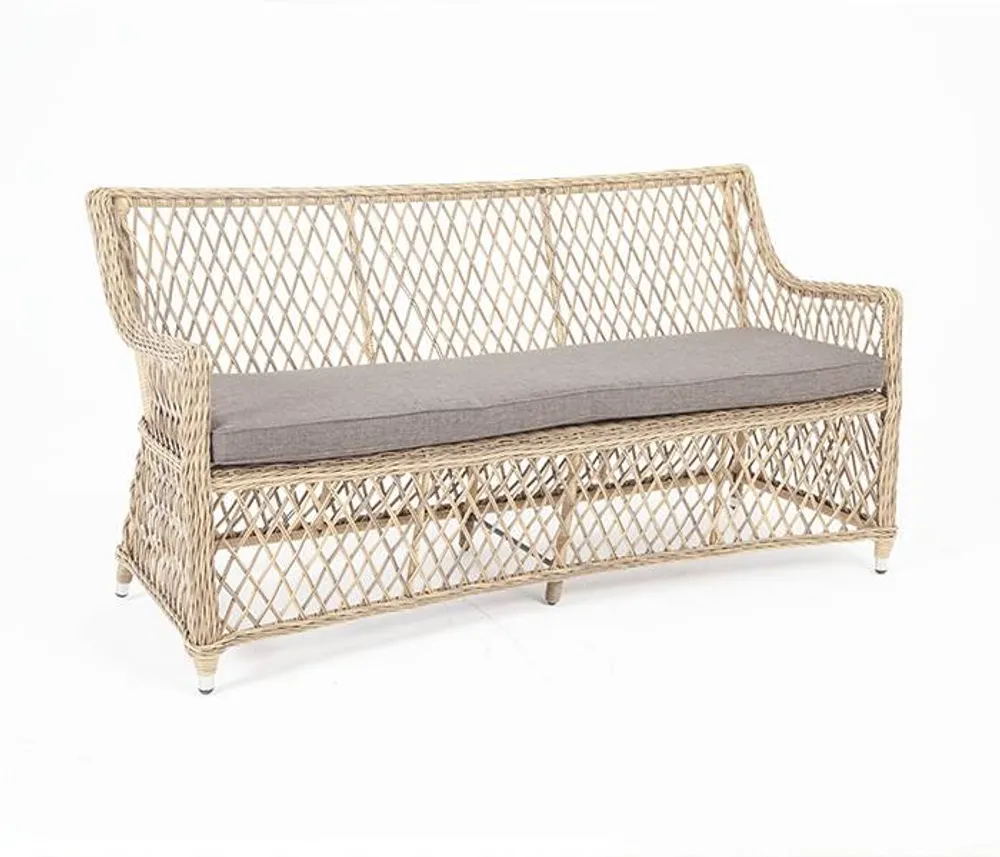 "Латте" диван двухместный из искусственного ротанга, цвет соломенный