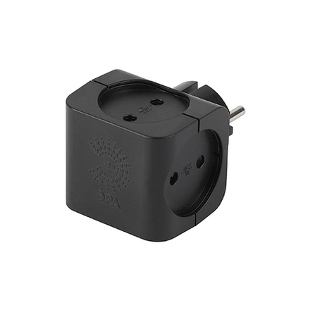 Разветвитель электрический ЭРА SP-4-B на 4 розетки без заземления 16А чёрный