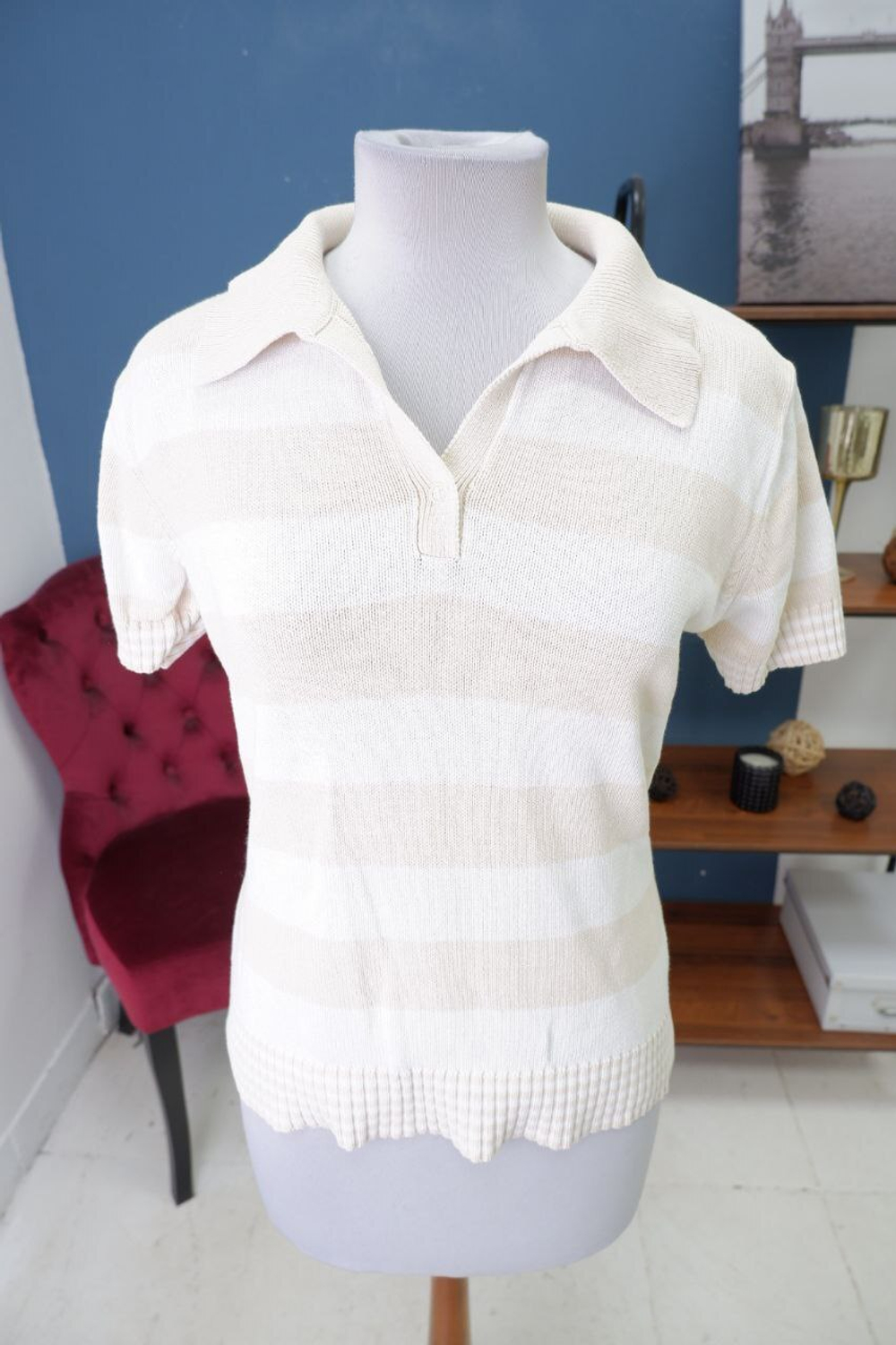 Джемпер Yessica с коротким рукавом в полоску 46 размер