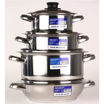 Arian ТЕК набор кастрюль с крыш 8 пр. (2л, 2,5л, 3л., 6л) сталь 18/10