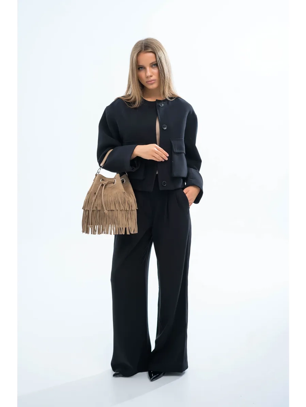 сумка через плечо тоут средняя натуральная замша