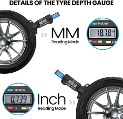 Измеритель глубины протектора шин с батарейкой, Глубиномер 0-25мм