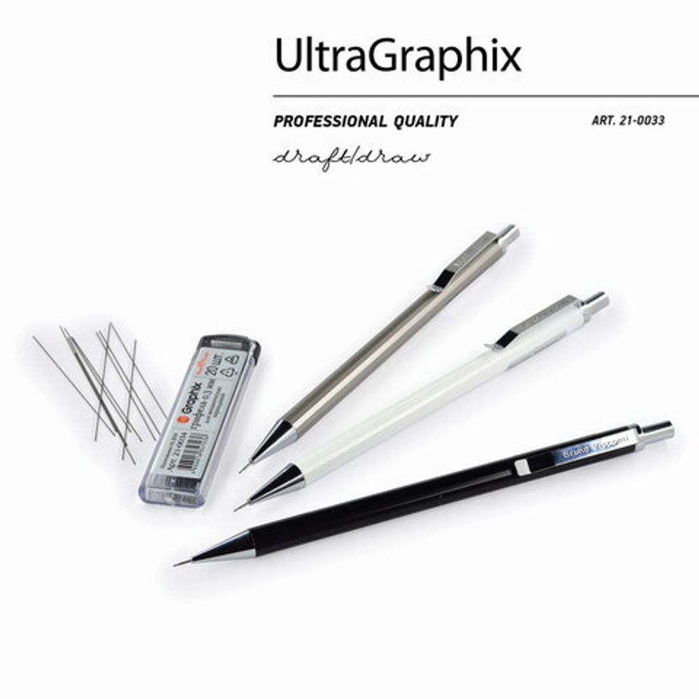 Карандаш механический BRUNO VISCONTI UltraGraphix, металлический корпус ассорти, 0,3 мм, ластик, 21-0033
