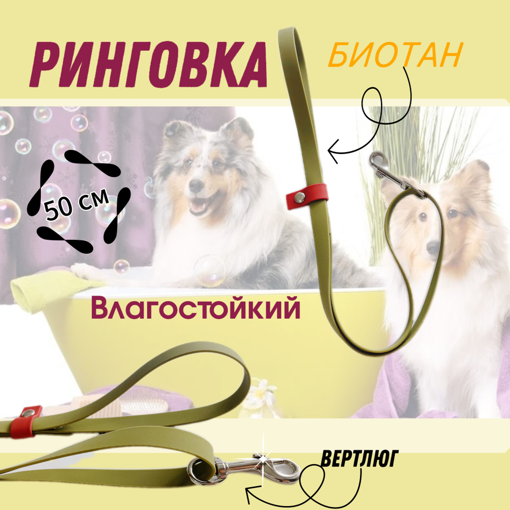 Петля для удержания собак шинрина 15 мм, длина 50 см. Хаки