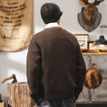 Американский ретро 810g кардиган свитер мужской зимний толстой прилив бренд ленивый ветер вязаный свитер с V-образным вырезом мужское пальто