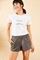Qadın üçün beli rezinli boz şort 10071053