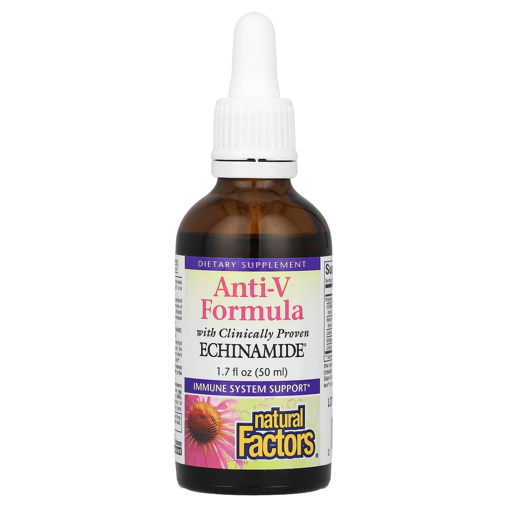 Natural Factors, Anti-V, средство с клинически подтвержденной эффективностью Echinamide®, 50 мл (1,7 жидк. унции)