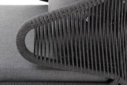 "Милан" кресло плетеное из роупа, каркас алюминий темно-серый (RAL7024) муар, роуп темно-серый круглый, ткань темно-серая 027