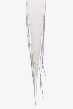 ZARA ПЛАТОК С БИСЕРОМ И БАХРОМОЙ, ЭКРЮ