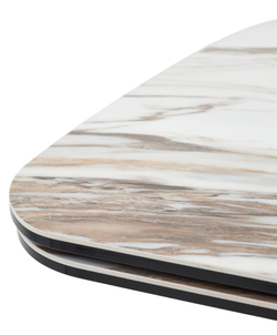 Стол INGERMAN 200 KARAKATA BROWN, керамика на стекле / Темно-серый металл+ шпон,  каркас, ®DISAUR