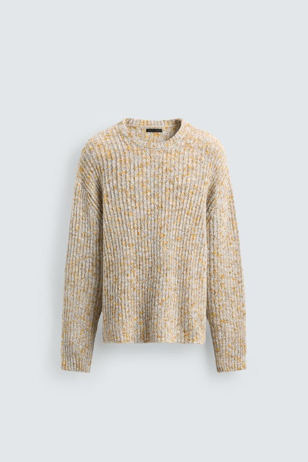 ZARA СВИТЕР ИЗ РЕЛЬЕФНОЙ ТКАНИ С КОНТРАСТНЫМ УЗОРОМ, ЦВЕТ ЛЬДА