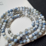 Голубой опал, бусины шар, ювелирная грань, 4мм, нить 19см