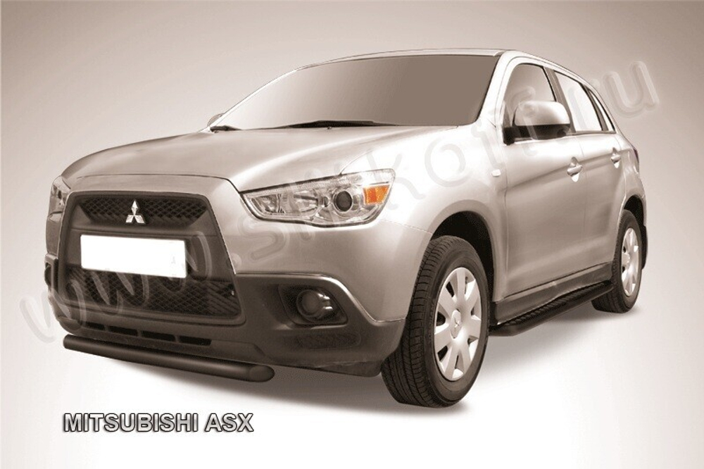 Защита переднего бампера (нержавейка) Mitsubishi ASX (2010-2013) d57 короткая (черный)