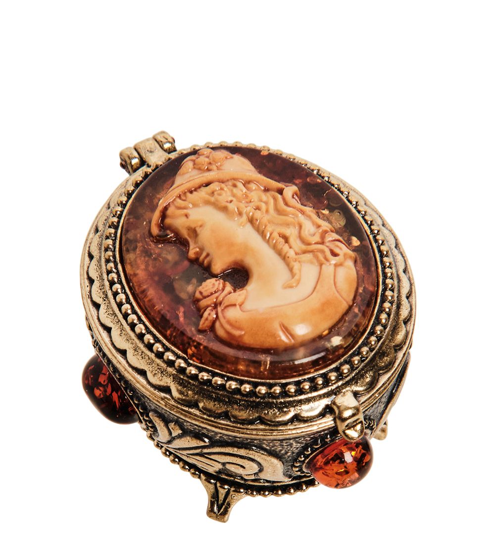 AM-3265 Шкатулка «Камея Юность» (латунь, янтарь)