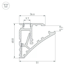 Профиль SHELF-600-2000 ANOD (Arlight, Алюминий) 060498