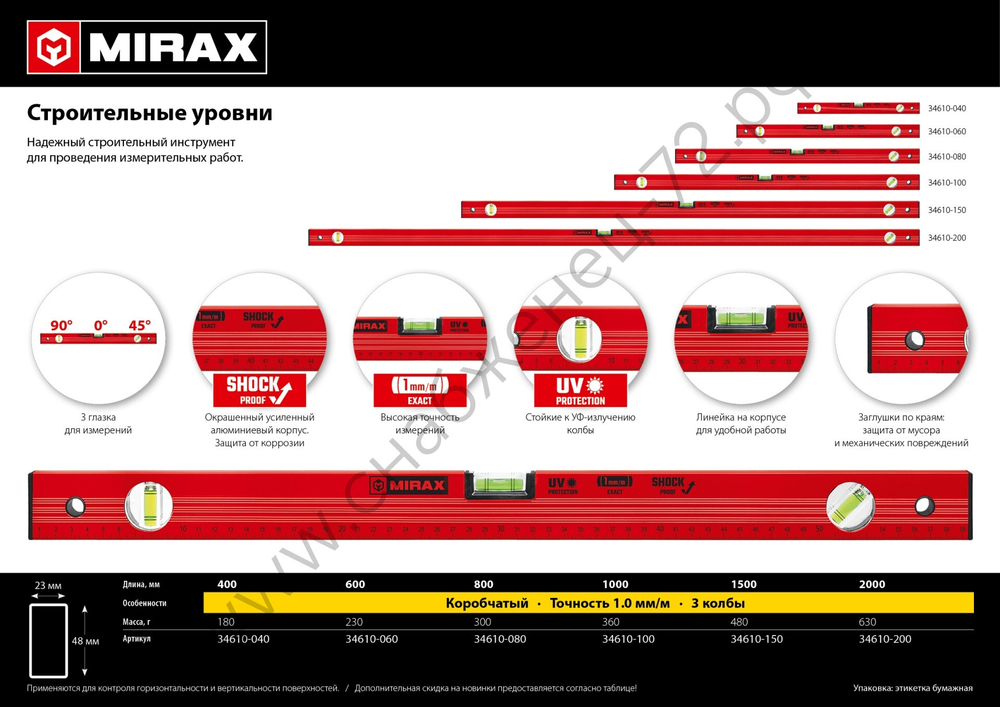 MIRAX 400 мм, с линейкой, уровень (34610-040)