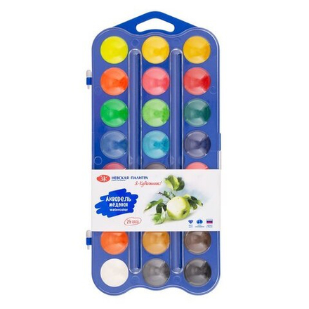 "Я - Художник!" набор акварели 24 цв.: 12 цв, 6 перл, 6 флуор  пластик синий