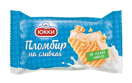 Мороженое брикет на вафлях "Пломбир на сливках" 80г. Юкки
