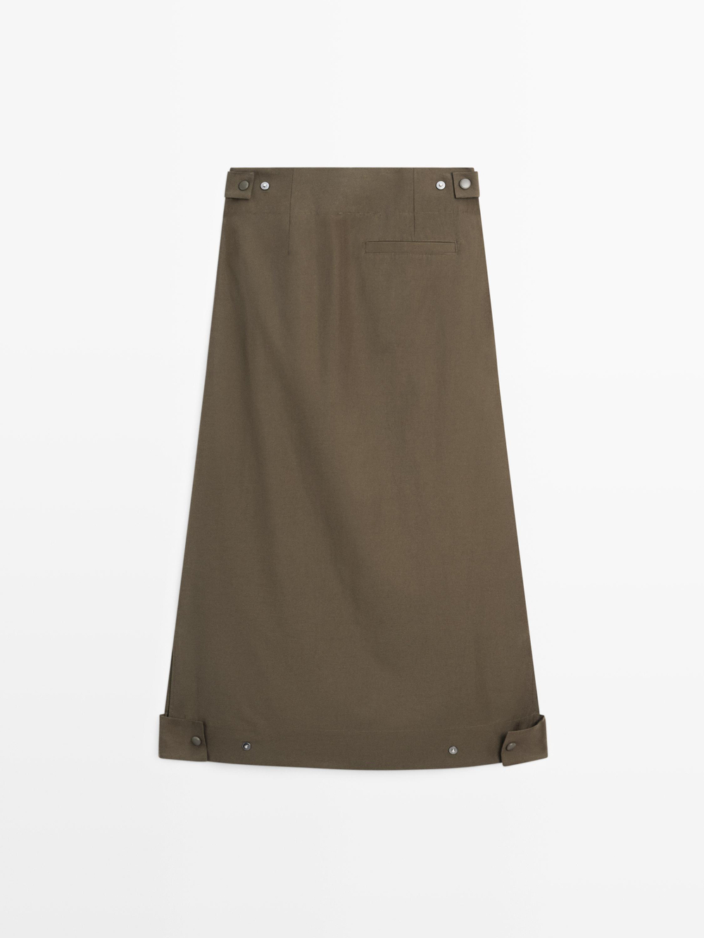 Massimo Dutti Юбка миди со складками-плиссе, хаки