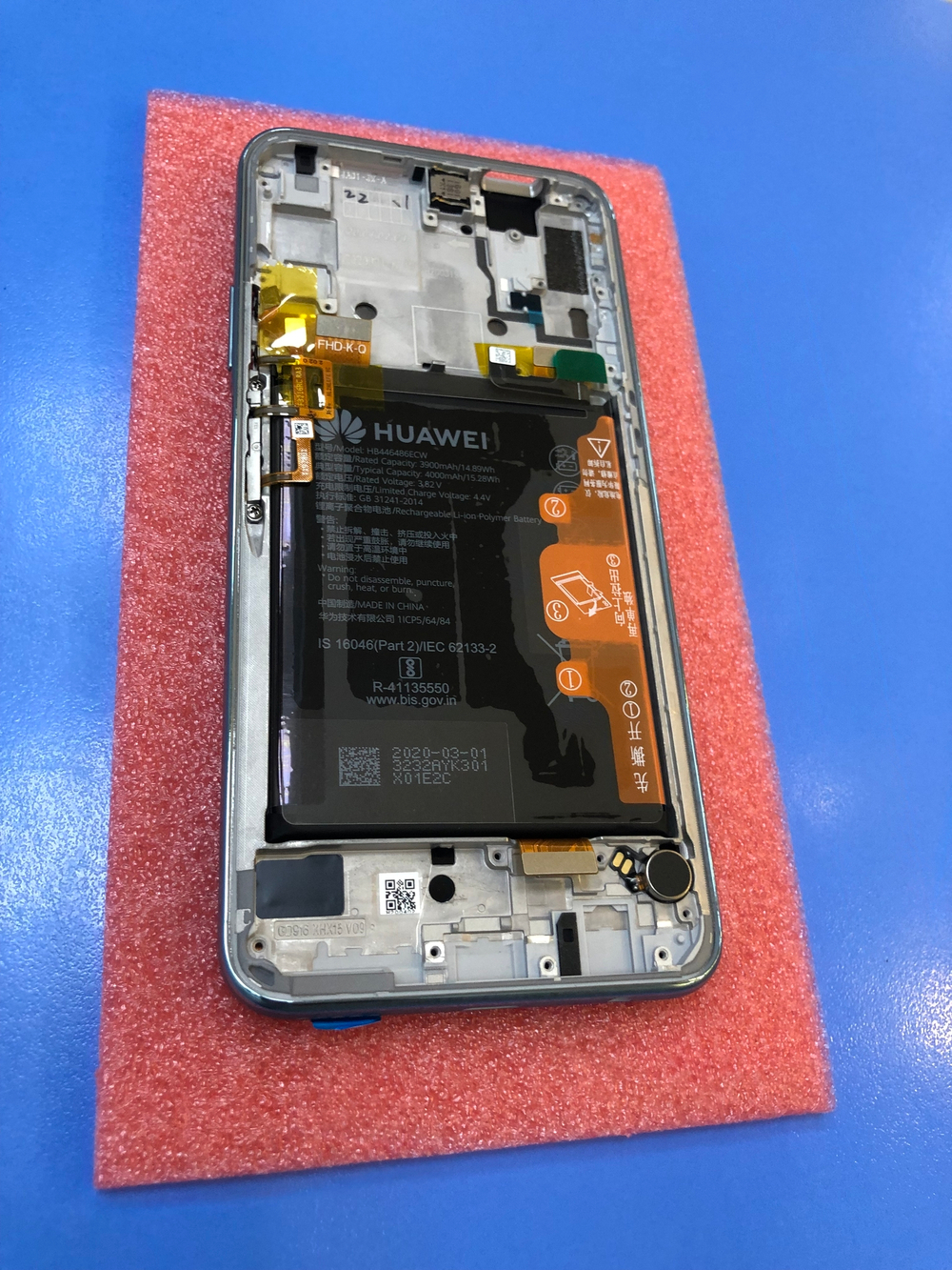 Huawei P Smart Z Дисплей в сборе с рамкой и акб синий Оригинал Сервисный 02353PSE