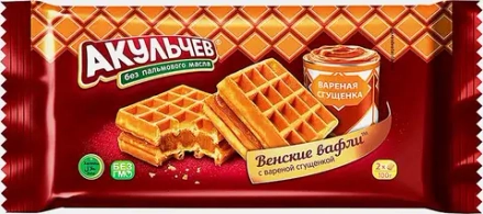 Вафли Акульчев Венские со вкусом вареной сгущенки 100г