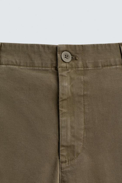 ZARA БРЮКИ STRAIGHT FIT ИЗ ТВИЛА, ТЕМНЫЙ ХАКИ