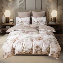 Комплект постельного белья Сатин Премиум «Светлый мрамор»