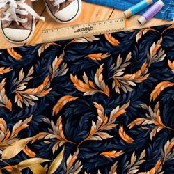 Ткань премиум атлас фантазийные листья