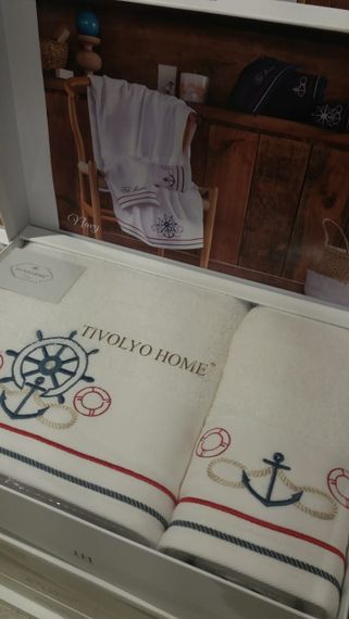 Набор полотенец  NAVY белый 2 предмета  50х100 и 75х150  TIVOLYO HOME Турция