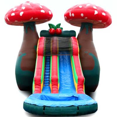 Надувная прямая водная горка с бассейном «Грибной акварай» 7x4x5 м
